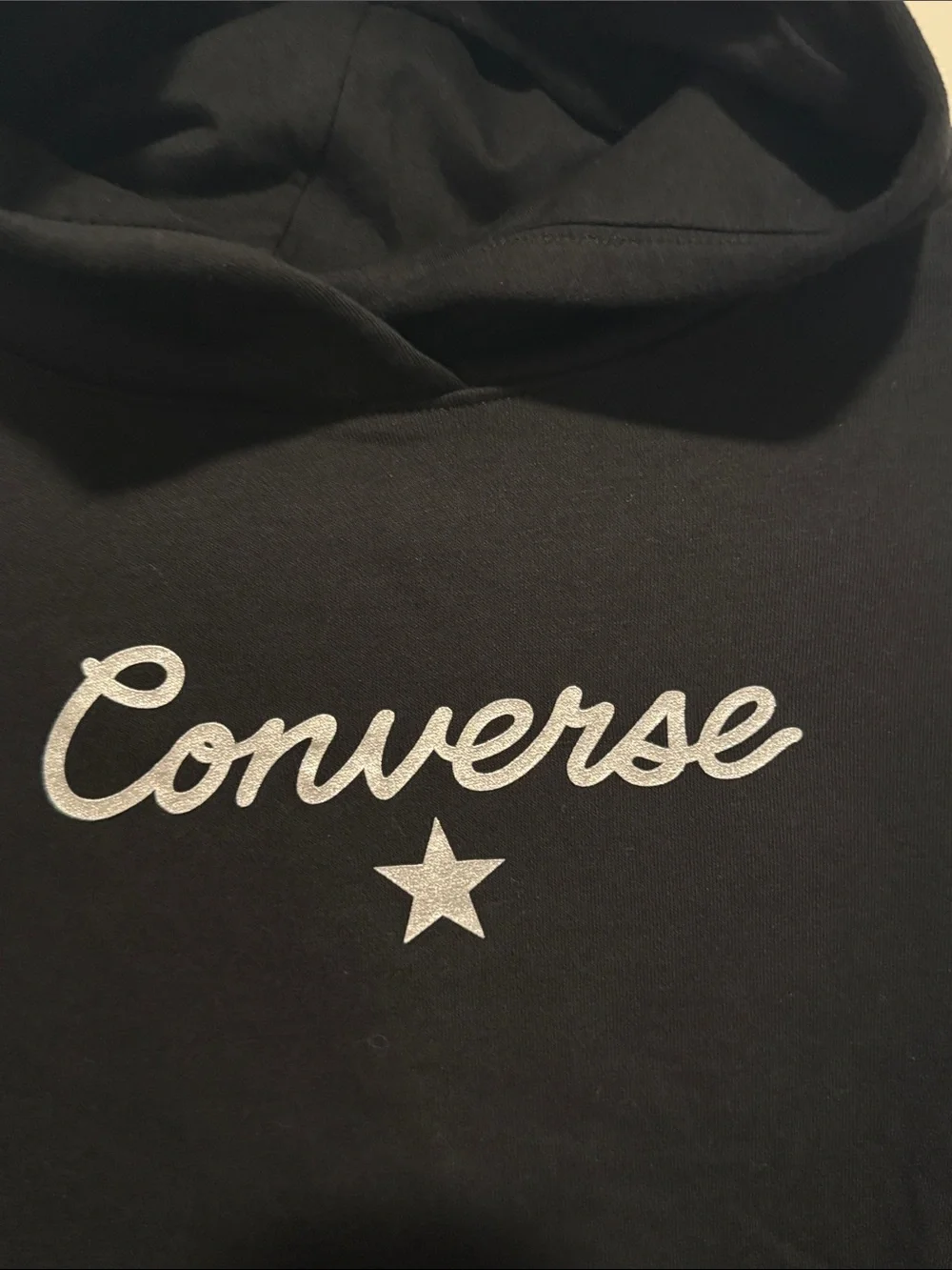 Converse Black Hoodie with White Script Logo